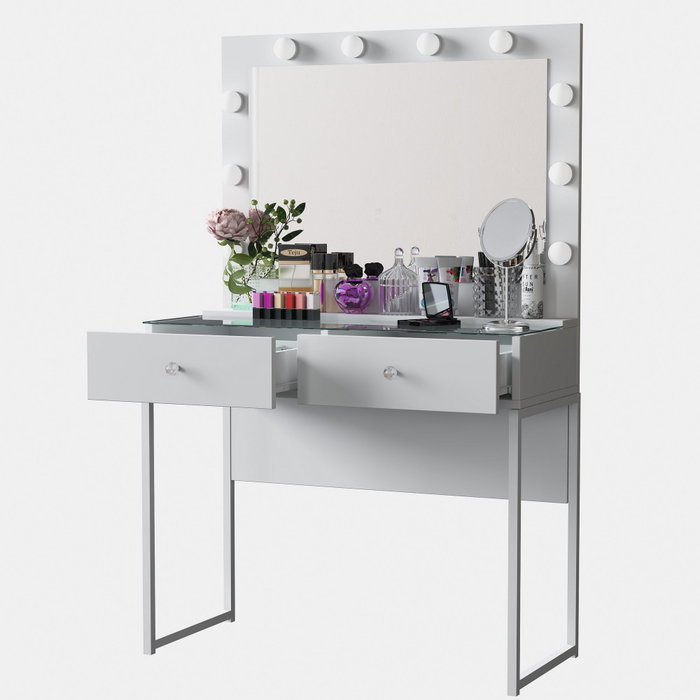 Hanah Home Mesa de Maquillaje con 10 focos, Blanca Hanah Home Mesa de Maquillaje con 10 focos, Blanca